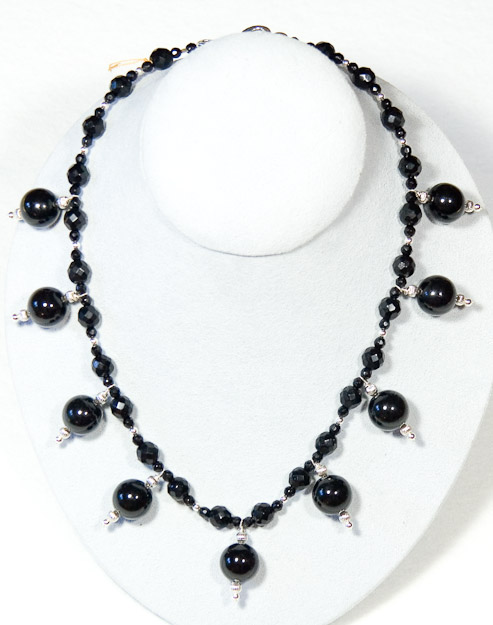 Black faceted onyx with sterling silver accents    $115