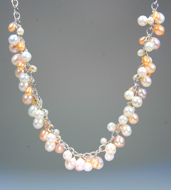 Multicolored Cultured freshwater pearls on Sterling silver chain  $300