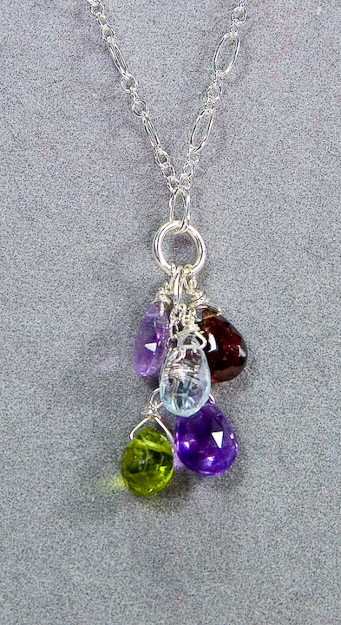 Sterling silver with gemstone briolettes the friendship necklace   $75
