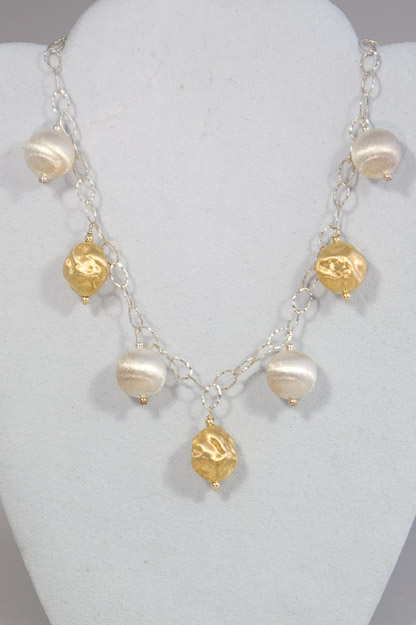 Sterling silver chain with brushed silver balls   $165
